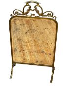 Edwardian brass framed bevelled mirror firescreen, 80cm by 45cm.