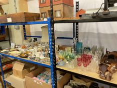 Collection of assorted china and glass including Coalport and Doulton figures, commemorative ware,