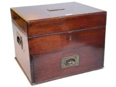 Victorian mahogany artists box, the fitted top above a base drawer, 30cm by 39.5cm by 33cm.