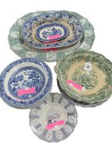 Collection of early porcelain including Cyprian Bower, Middlesbrough meat plate,