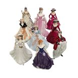 Nine Royal Worcester figurines including Coronations of QEII, Grace, Christina x 2,