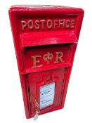 Cast post box and keys, 56.5cm by 24cm by 38cm.