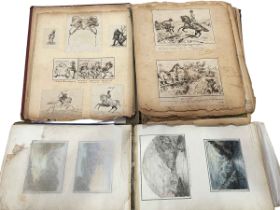 Two c1880s scrapbook books housing watercolours and sketches, one marked W.D.