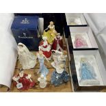 Collection of Royal Doulton and Royal Worcester figurines including Disney Princess,