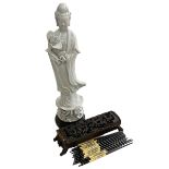Large Chinese Blanche de Chine 'Guanyin' figure on stand, 45cm,
