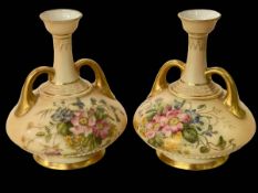 Pair of Royal Worcester Blush vases, 19cm.