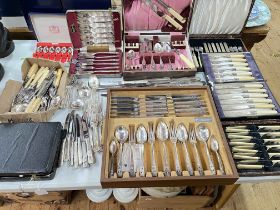 Large collection of flatware including canteen, fish eaters, etc.