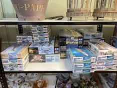 Collection of Tamiya military aircraft model kits.