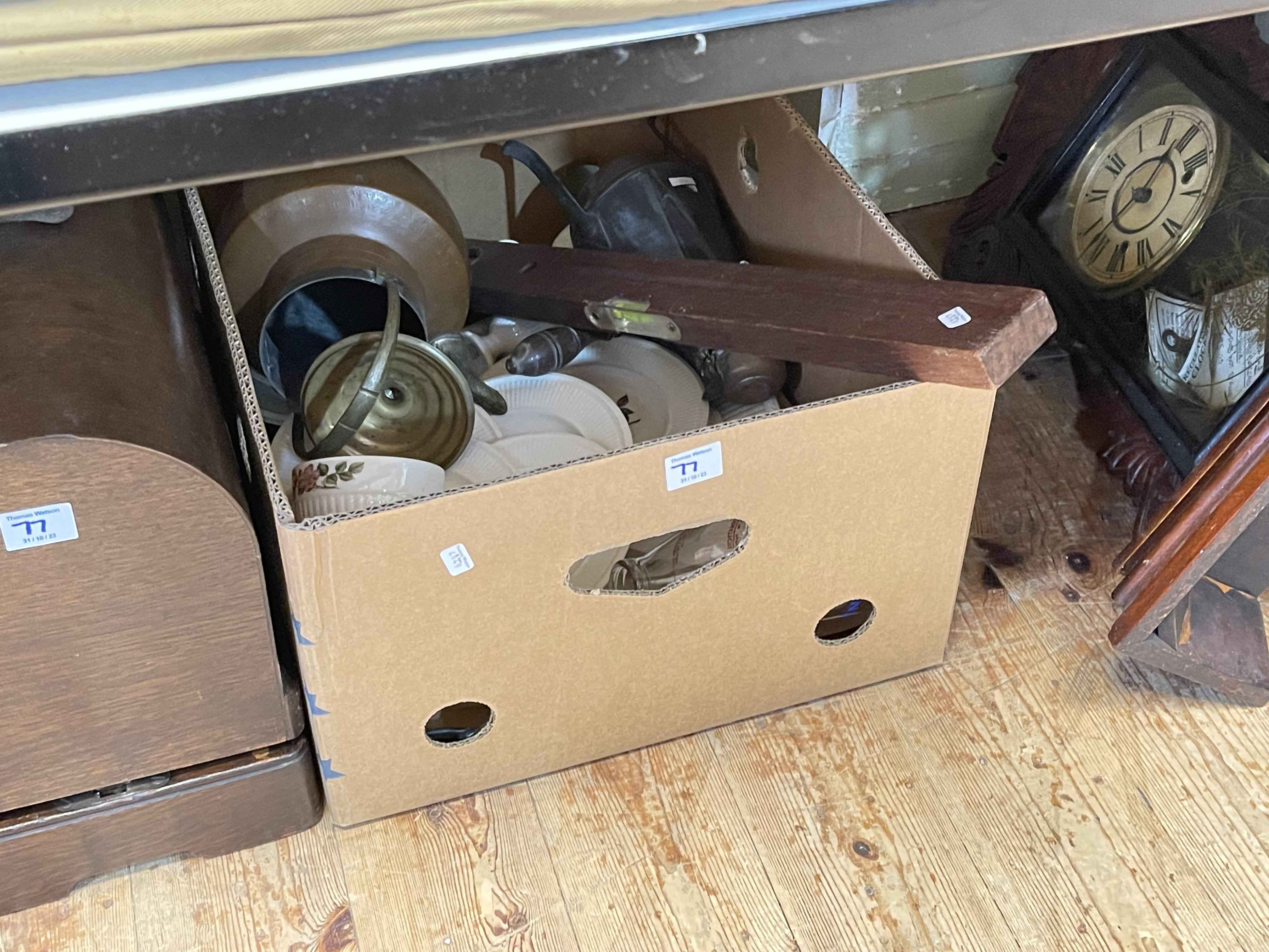 WITHDRAWN Sewing machine, mantel clock, box of pebbles and fossils, china and glass, pictures, - Image 3 of 4