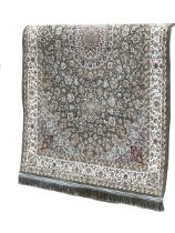 Iranian Kashan Shahkar Dorrin rug in smoky grey 1.20 by 1.80.