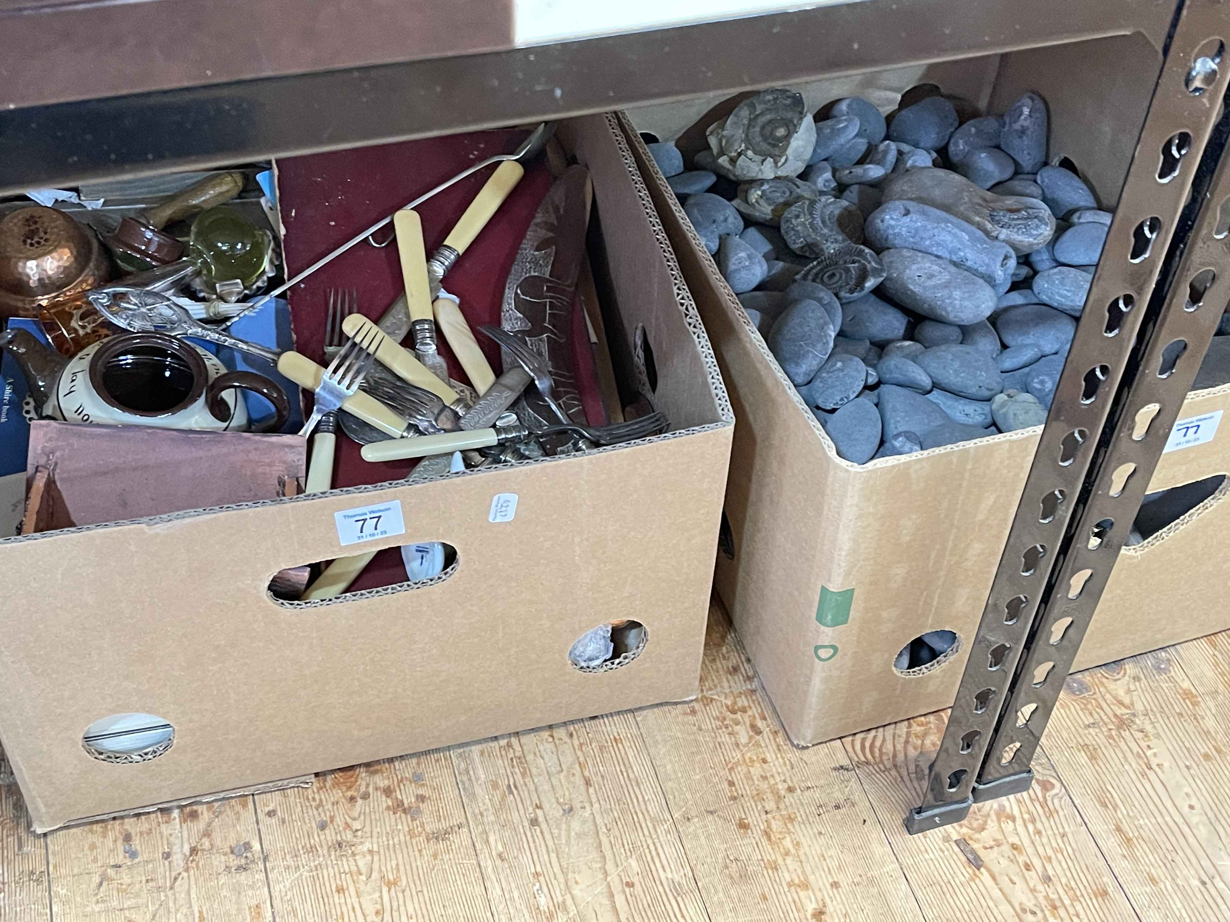 WITHDRAWN Sewing machine, mantel clock, box of pebbles and fossils, china and glass, pictures, - Image 2 of 4