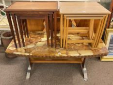 1970's rectangular coffee table and two nests of tables (3).