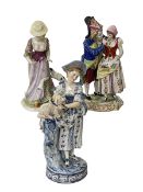 Three good Continental porcelain figures, Lady with Lamb, Lady Startled by Hound,
