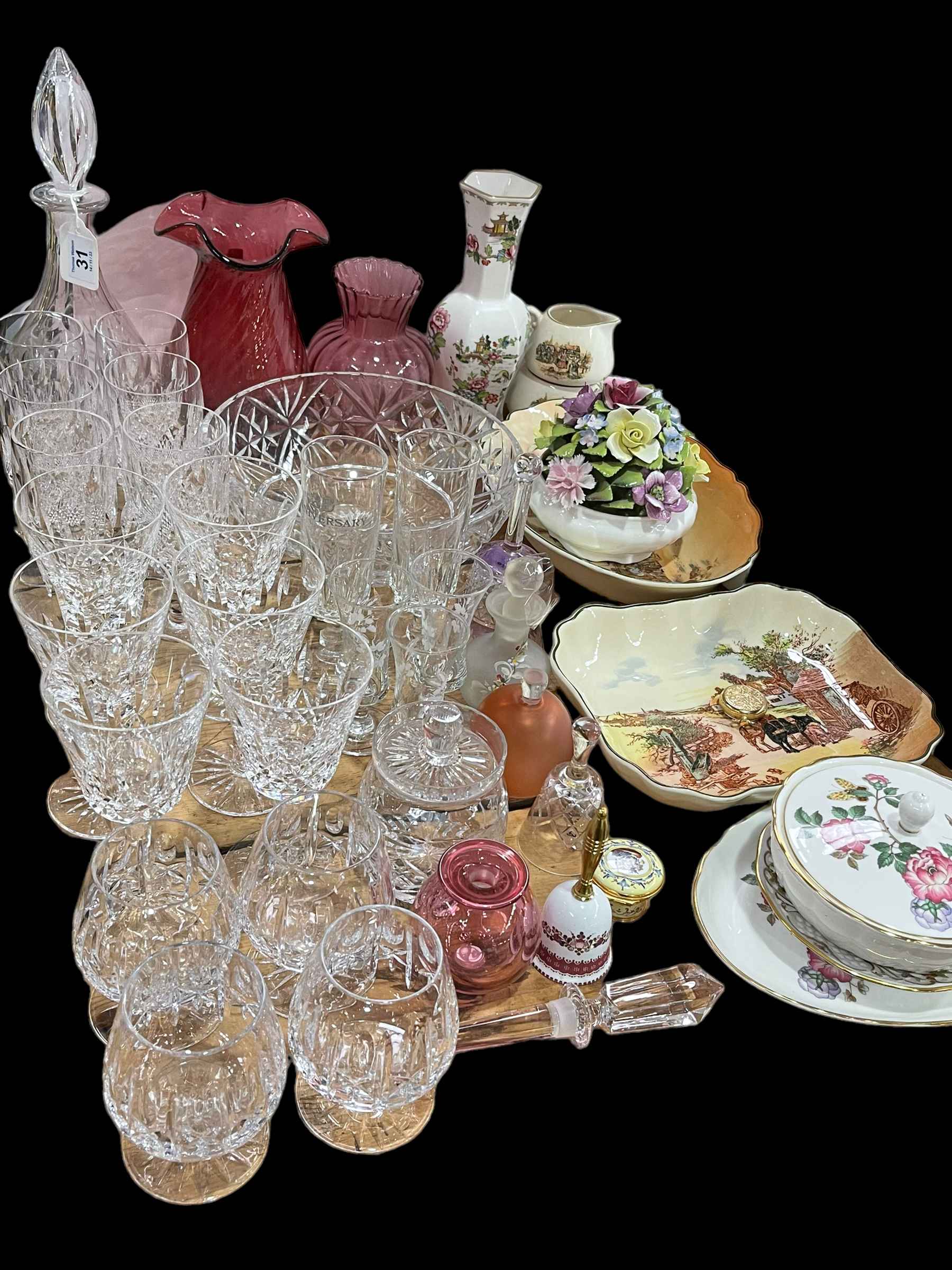 Royal Doulton Rustic England, cut crystal, ruby glass, Aynsley, etc.