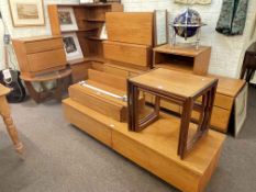 Collection of eight mid to late Century teak units including Turnidge corner cabinet,