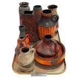 Nine vintage West German pottery vases and bowl (10).