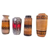 Four large West German pottery vases.