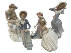 Five Lladro figurines, Where Love Begins, Spring Breezes, The Glass Slipper,