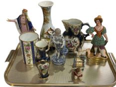 Continental figures, Limoge beaker, vases, etc.