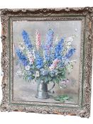 A D Tomlin, Still Life Tankard of Flowers, oil on canvas, signed lower left, 75cm by 62cm,