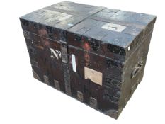 Antique oak and iron bound silver chest, 56cm by 80cm by 51cm.
