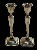 Pair of silver candlesticks, Chester 1915.