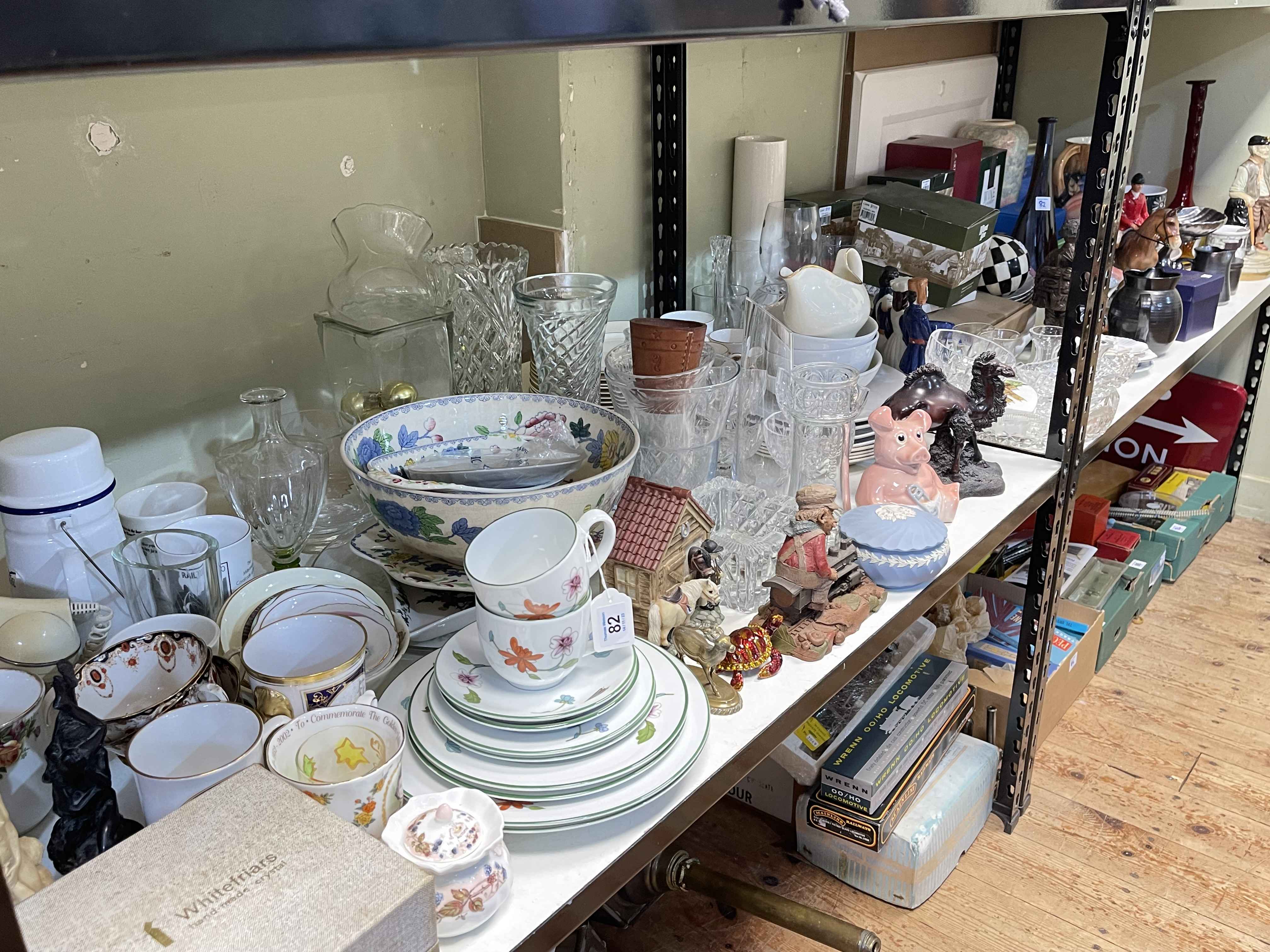 Large collection of china and glass including Lilliput Lane, Masons, Royal Doulton dinnerware.