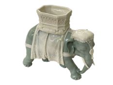 Worcester green and ivory elephant, with diamond registration mark, 19.5cm.