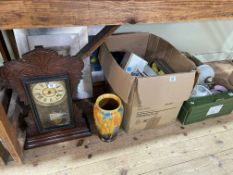 Steiff Theodore boxed teddy bear, Crown Ducal vase, porcelain, table lamps, gingerbread clock,