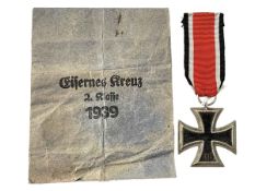 WWII Iron Cross medal with packet of issue.