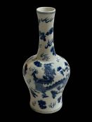 Chinese blue and white dragon vase with four character mark, 25cm.