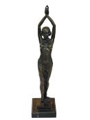 Art Deco style bronze figure of a dancer on marble plinth, 50cm.