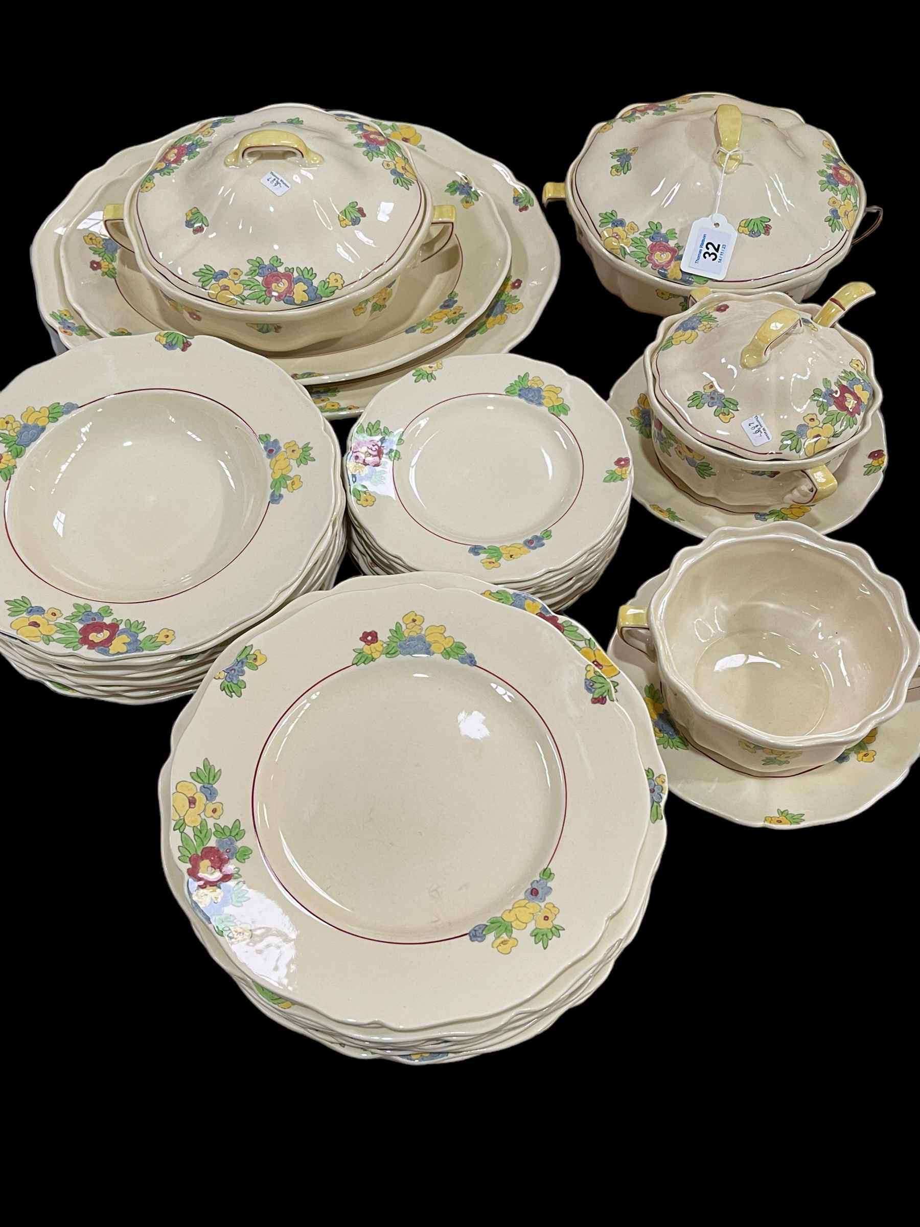 Collection of Royal Doulton Minden dinner service including tureens.