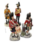 Four Michael Sutty military figures, Seaforth Highlanders, The Black Watch,