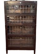 Early 20th Century oak Globe Wernicke four height leaded glazed door bookcase, 153.