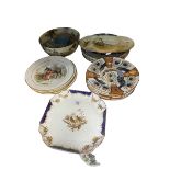 Five Wedgwood Jorrocks plates, two Cauldon china plates, Royal Doulton Series ware,
