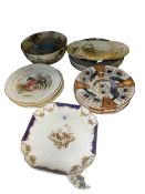 Five Wedgwood Jorrocks plates, two Cauldon china plates, Royal Doulton Series ware,