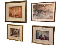 Russell Flint, four framed prints.