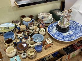 Minton Haddon Hall, early blue and white meat plate, Oriental Imari vase, Torquay wares,