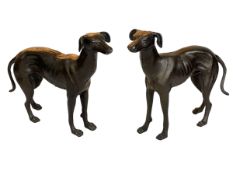 Pair of cast metal Greyhounds, 29cm.