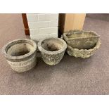 Collection of four garden planters.