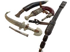 Six various bladed weapons including Eastern daggers.