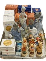 Collection of Hummel and Nao figures, some with boxes, etc.