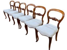Set of six cabriole leg parlour chairs with serpentine front seats.
