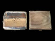 Two silver cigarette cases, one engine-turned.