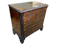 19th Century inlaid mahogany Bachelors chest having brush slide above four graduated long drawers