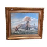 Max Parsons, Whitby, oil on board, signed and titled, 23cm by 28cm, in gilt frame.