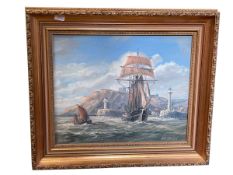 Max Parsons, Whitby, oil on board, signed and titled, 23cm by 28cm, in gilt frame.