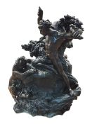 After Jacques Auguste Fauginet sculpture of African Hunter and Lioness, 60cm.