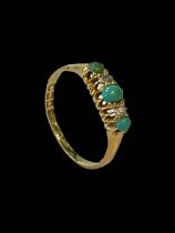 Turquoise and diamond 18 carat gold ring, size R.